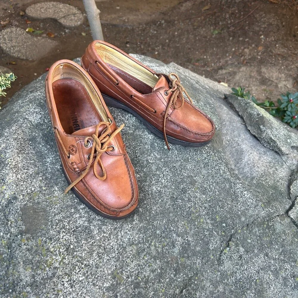 Mephisto Men's Spinnaker Brown Leather Boat Shoes Size 8.5 US